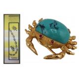 JEWELRY. Cartier 18kt Gold Turquoise and Ruby Crab