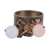 JEWELRY. Chanel French .925 Silver Ring with Bead