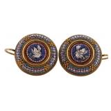JEWELRY. Italian Gold Micromosaic Dove Earrings.