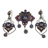 JEWELRY. 3 Pc. Italian Micromosaic Jewelry Suite.