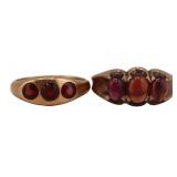 JEWELRY. (2) Antique Gold and Garnet Rings.