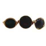 JEWELRY. (3) Gold and Bloodstone Rings.