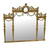 Vintage Italian Carved Giltwood Over Mantel Mirror