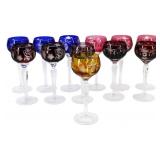Set Of 8 Bohemian Cut Glass Glasses.