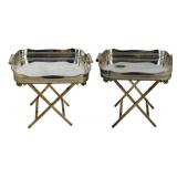 Vintage Pair of Silverplate Trays on Stands.