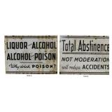 Vintage Double Sided Enameled Temperance Sign