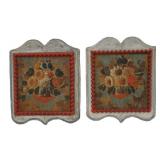 A Pair Of Antique French Painted Wood Plaques.