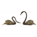 Large & Impressive Pair of Bronze Swans.