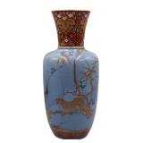 Large Signed Japanese Vase with Tigers and Bamboo.