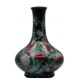 Chinese Porcelain Bottle Vase with (9) Peaches.