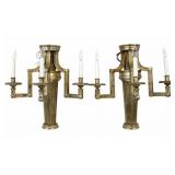 Large & Impressive Pr Of Carved & Giltwood Sconces