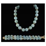 JEWELRY. 2 Pc. Aquamarine and Silver Gilt Jewelry