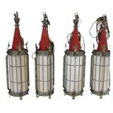 Set of 4 Antique Gothic Style Chandeliers.