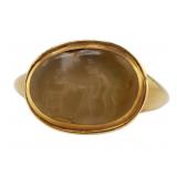 JEWELRY. Antique Gold Carved Erotic Intaglio Ring.