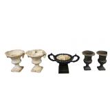 Lot Of Assorted Antique Cast Iron Urns