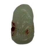 Chinese White Jade Carving of Lotus & Goose.