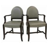 Pair of EUGENE SCHOEN Walnut & Leather Chairs.