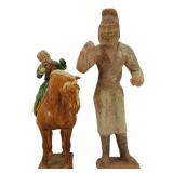 Collection of 2 Chinese Glazed Terracotta Figures.