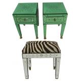 Pair of Venetian Style Mirrored Night Stands & a
