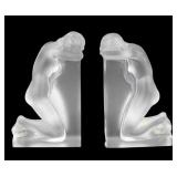 LALIQUE Pair of Reverie Crystal Bookends.