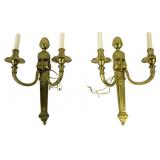 A Vintage & Fine Quality Pair of Bronze 3 Arm