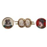 JEWELRY. Grouping of (3) Antique Portrait Brooches