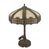 Antique Arts & Crafts Slag Glass Table Lamp.