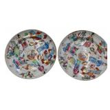 (2) Chinese Famille Rose Enamel Decorated Plates.