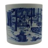 Chinese Blue & White Porcelain Brush Pot.