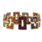 JEWELRY. Signed 14kt Gold and Colored Gem Bracelet