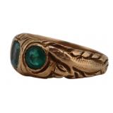 JEWELRY. 10kt Gold and Green Stone LIZARD Ring.