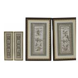 Collection of (4) Chinese Embroidered Panels.
