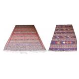 2 Vintage and Finely Hand Knotted Kilm Carpets.