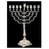 JUDAICA. Large Hazorfim Sterling Menorah.