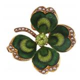 JEWELRY. Krementz 14kt Gold, Enamel, Gem and Pearl