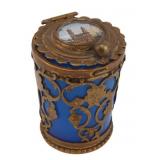 Antique Blue Opaline Glass and Reverse Painted
