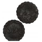 (2) Chinese Bronze Tiger & Dragon Plates.