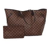 COUTURE. Louis Vuitton Damier Ebene Neverfull Tote