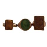 JEWELRY. (3) Assorted Gold and Carved Gem Rings.