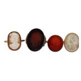 JEWELRY. (4) Antique Cameo or Intaglio Rings.