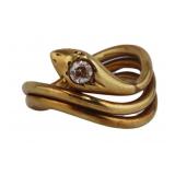 JEWELRY. Antique 17kt Gold and Diamond Snake Ring.