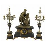 19th Century Bronze Mounted Marble Clock Garniture
