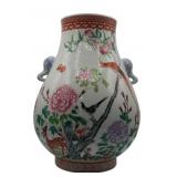Large Chinese Famille Rose Birds & Flowers Vase.
