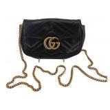 COUTURE. Gucci Black Leather Super Mini Marmont