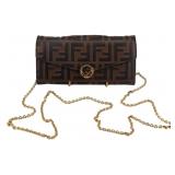 COUTURE. Fendi Zucca Leather Wallet on Chain.