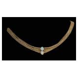 JEWELRY. Four-strand Gold and Opal Choker.