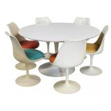 Midcentury Knoll Saarinen Tulip Table & 6 Chairs.