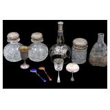SILVER. Assorted Sterling Mounted Items & Flatware