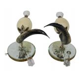 Vintage Pair Of Horn & Ostrich Egg Sconces.