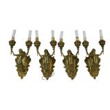 4 Fine Antique Gilt Bronze Figural Sconces